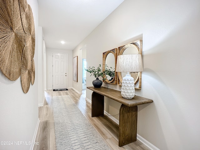 hall featuring light wood-type flooring