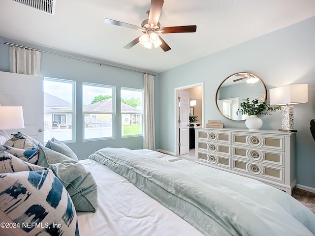 bedroom featuring ceiling fan