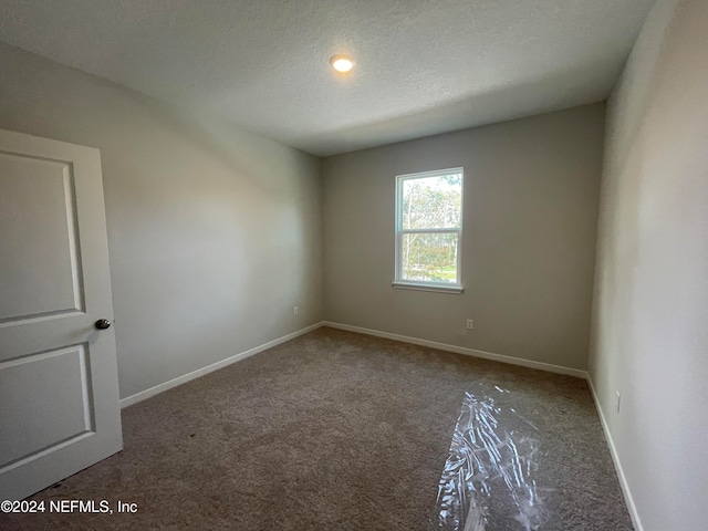 carpeted spare room with a textured ceiling