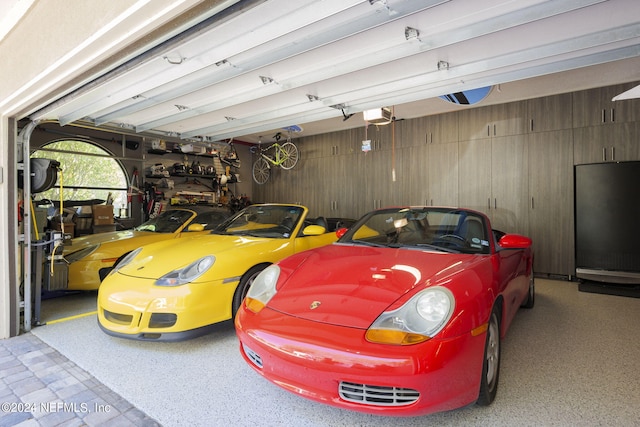 garage with a garage door opener