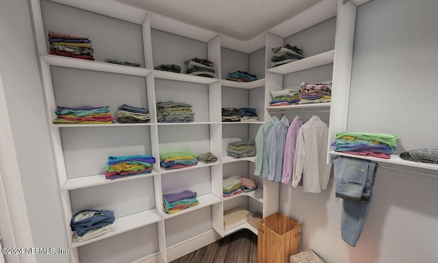 walk in closet featuring hardwood / wood-style floors