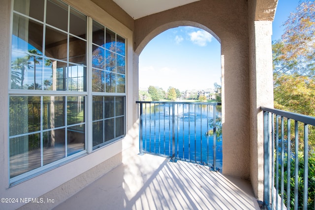 balcony with a water view