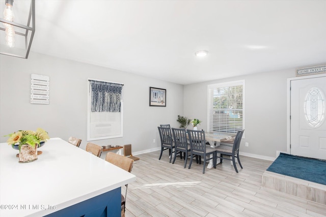 dining area featuring light hardwood / wood-style flooring