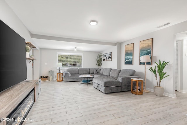 living room featuring light hardwood / wood-style flooring