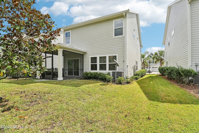 270 Clifton Bay Lp, Saint Johns, FL 32259 - rear view of property with a yard, cooling unit, and a sunroom