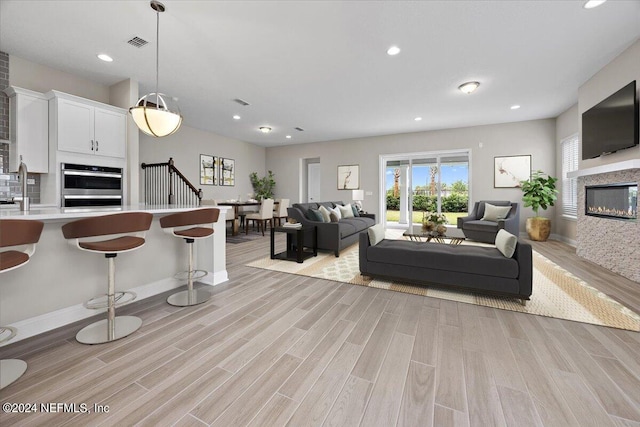 living room featuring light hardwood / wood-style flooring