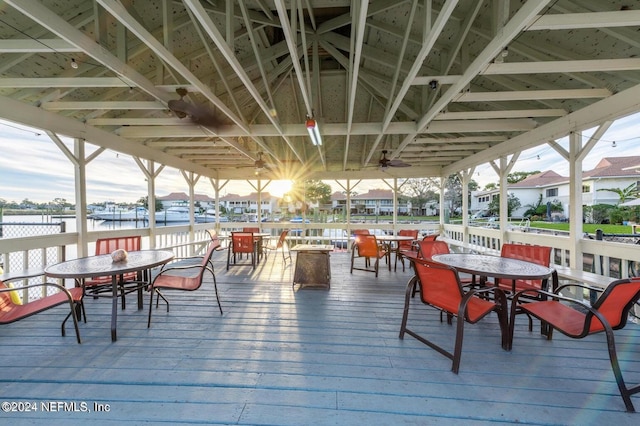 deck with a water view