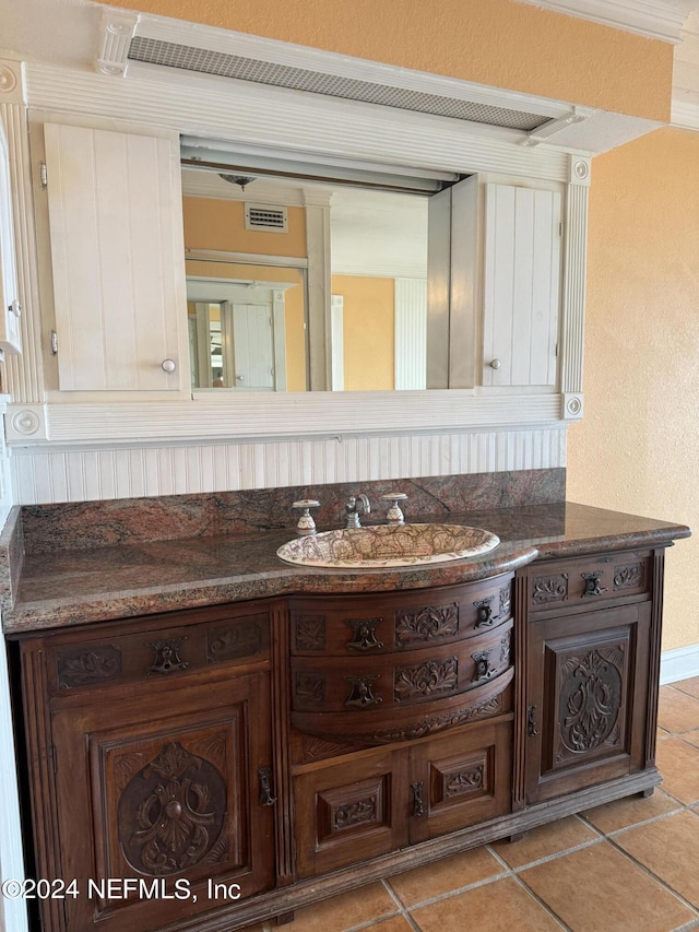 bathroom featuring vanity and tile patterned floors