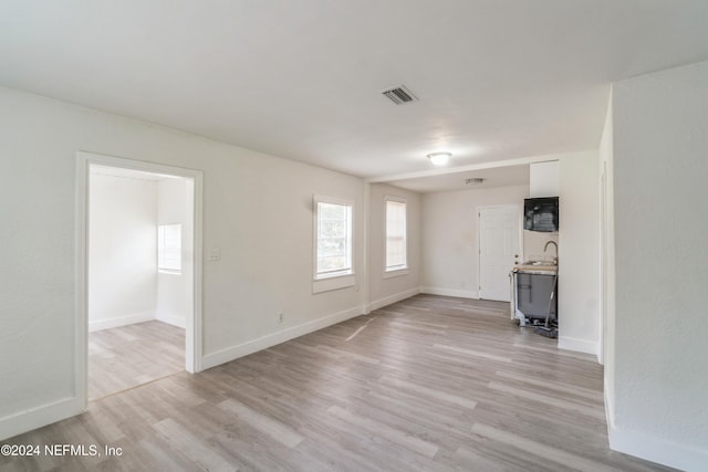 unfurnished living room with light hardwood / wood-style flooring