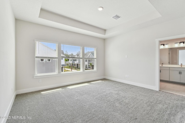 10266 Element Rd, Jacksonville, FL 32256 - unfurnished room featuring a tray ceiling, baseboards, and light colored carpet