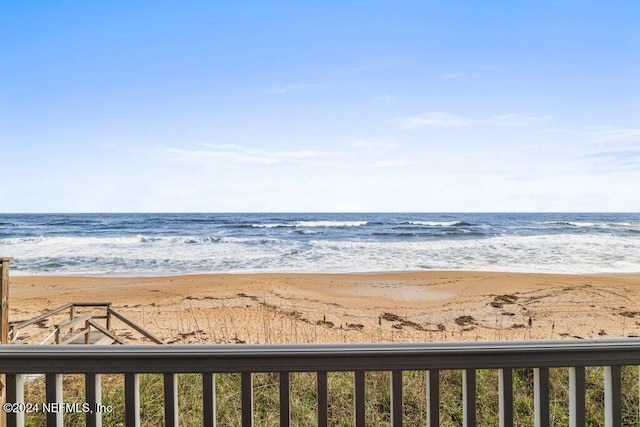 view of water feature with a view of the beach