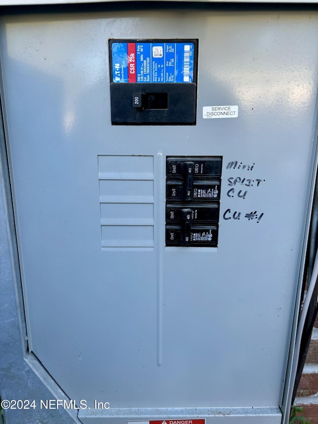 details with electric panel and mail area