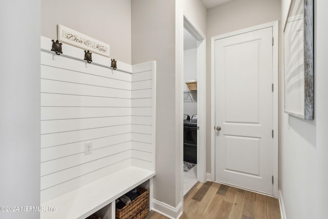 mudroom featuring hardwood / wood-style floors