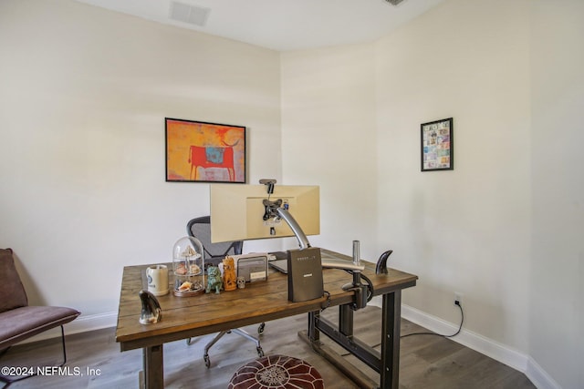 office space featuring hardwood / wood-style flooring