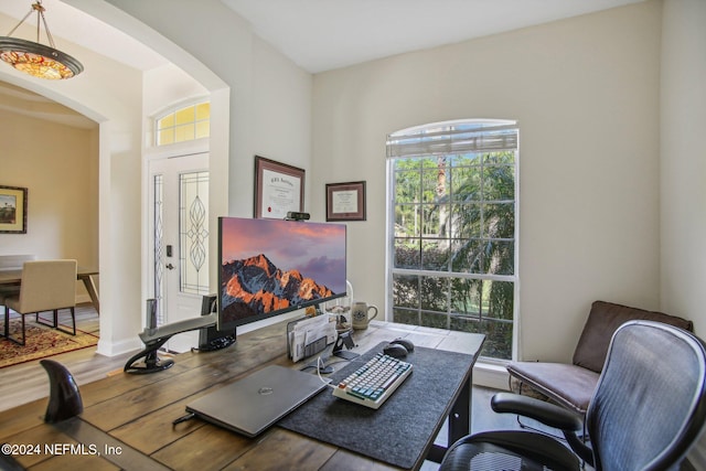 office featuring hardwood / wood-style floors