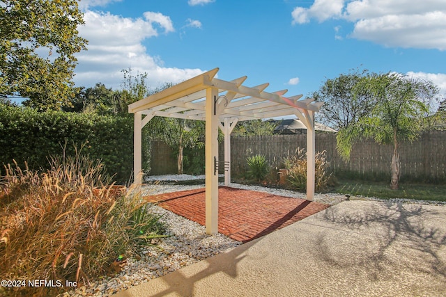 view of patio / terrace featuring a pergola