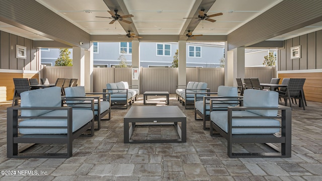 view of patio / terrace with an outdoor hangout area and ceiling fan