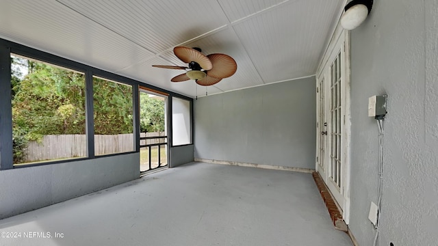 view of unfurnished sunroom