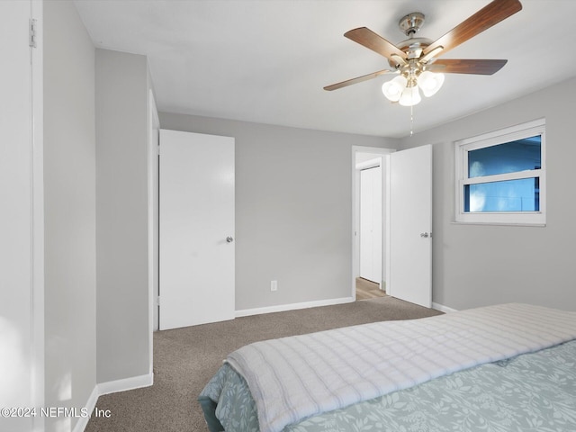 bedroom with carpet and ceiling fan