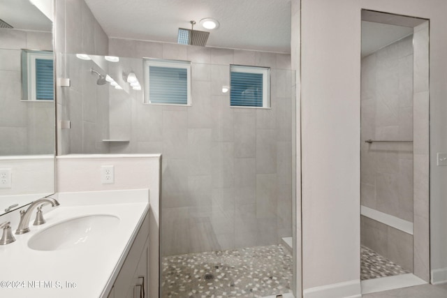 full bathroom featuring vanity and a walk in shower