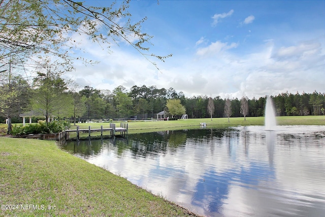 property view of water with a view of trees