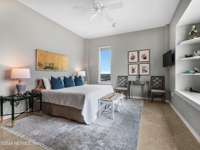 bedroom featuring ceiling fan