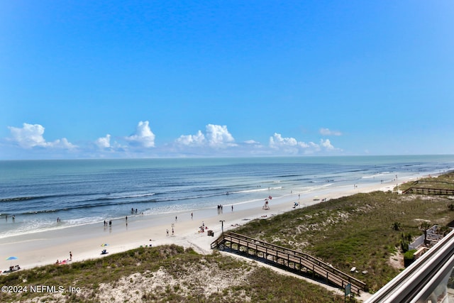 view of water feature featuring a view of the beach