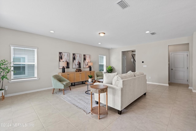 view of tiled living room