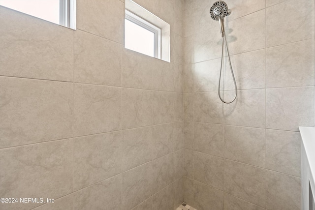 interior details with tiled shower