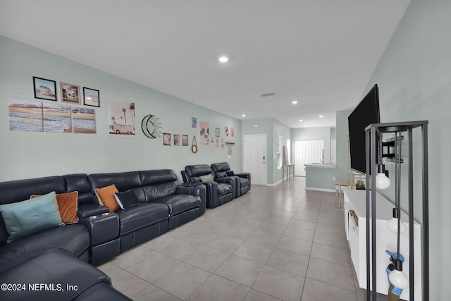 view of tiled living room