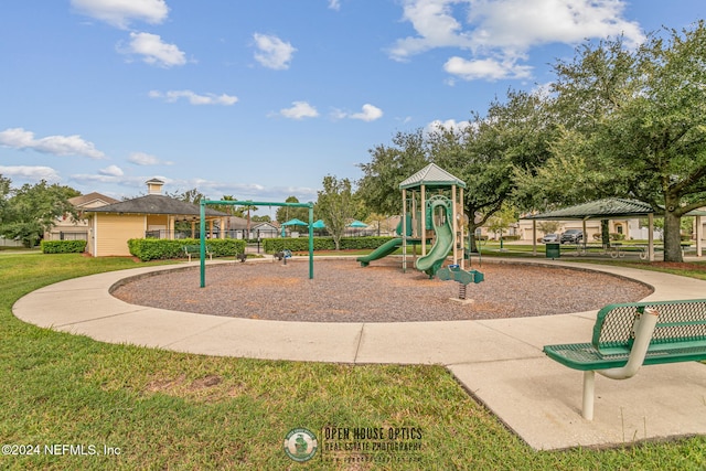 view of play area with a lawn