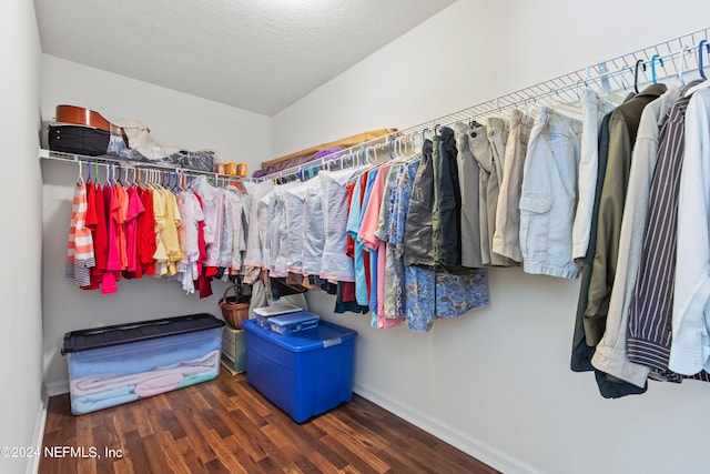 walk in closet featuring dark hardwood / wood-style floors