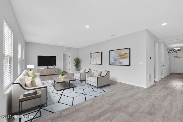 living room featuring light hardwood / wood-style floors