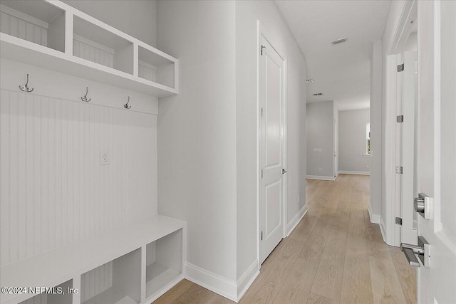 mudroom featuring light wood-type flooring