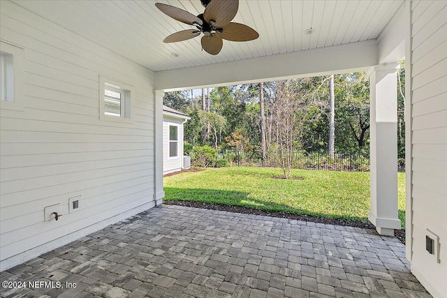 view of patio with ceiling fan