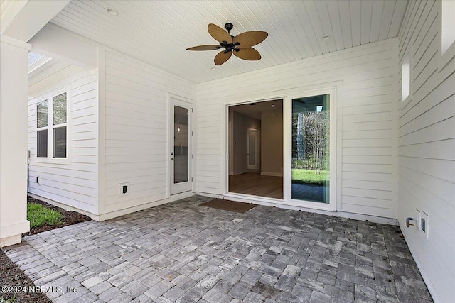 view of patio / terrace featuring ceiling fan