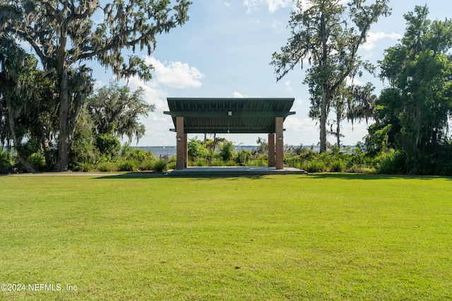 view of home's community with a yard