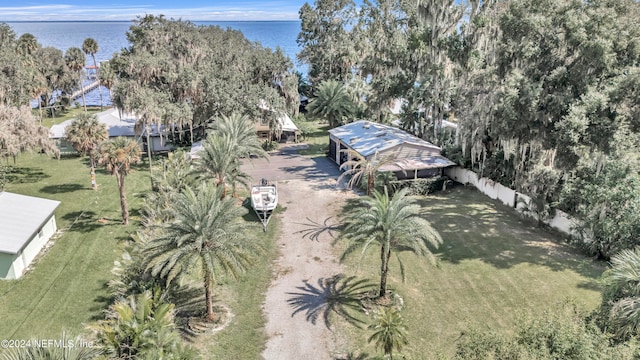 bird's eye view featuring a water view