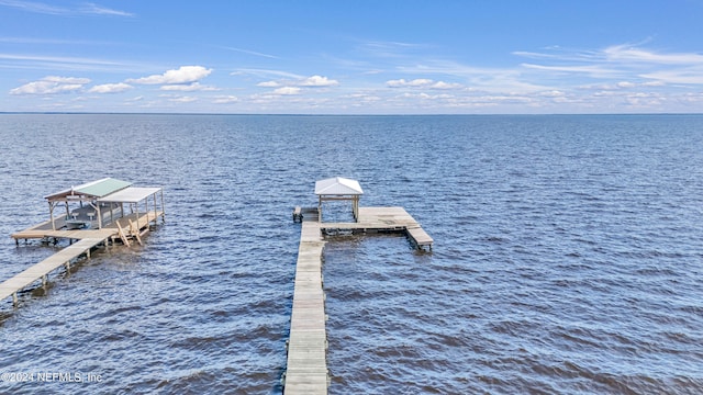 dock area featuring a water view