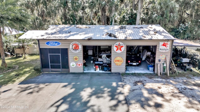 view of garage