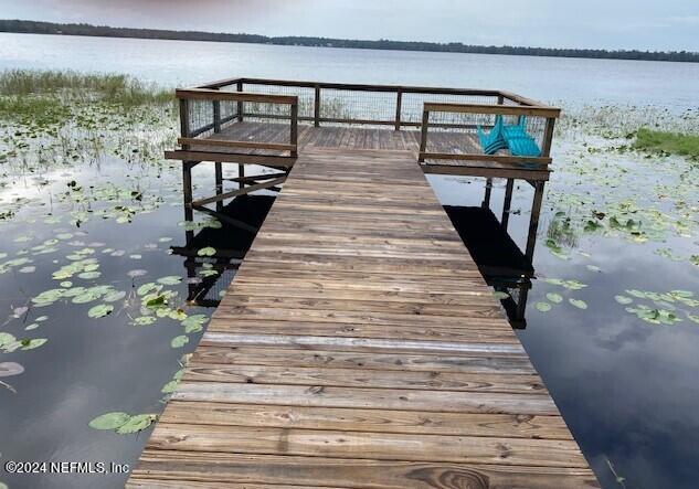 view of dock featuring a water view