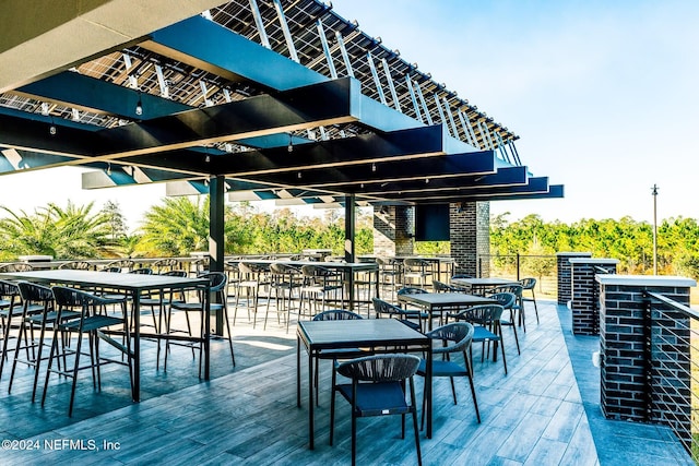 view of patio featuring an outdoor bar