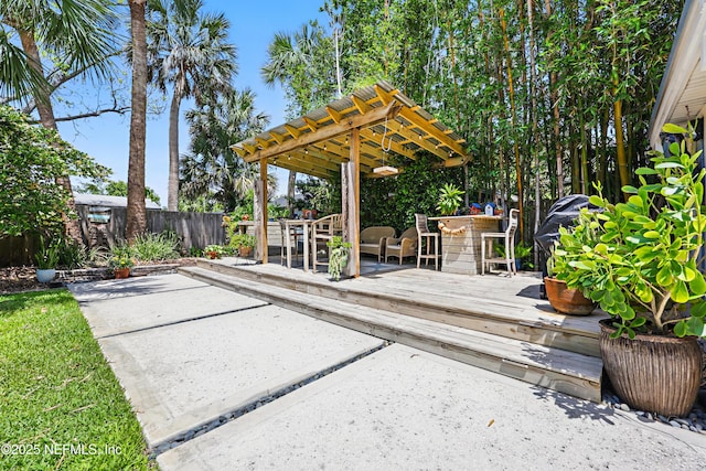 view of patio / terrace featuring a fenced backyard and a deck