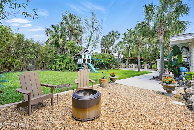 exterior space with a playground