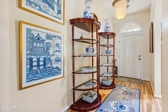 foyer entrance featuring hardwood / wood-style flooring