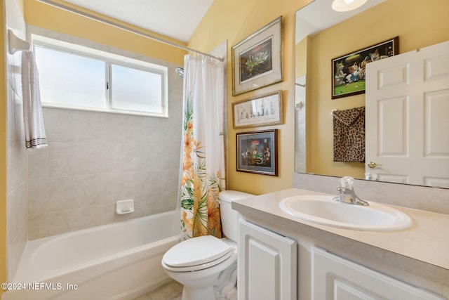 full bathroom featuring vanity, toilet, and shower / bath combo