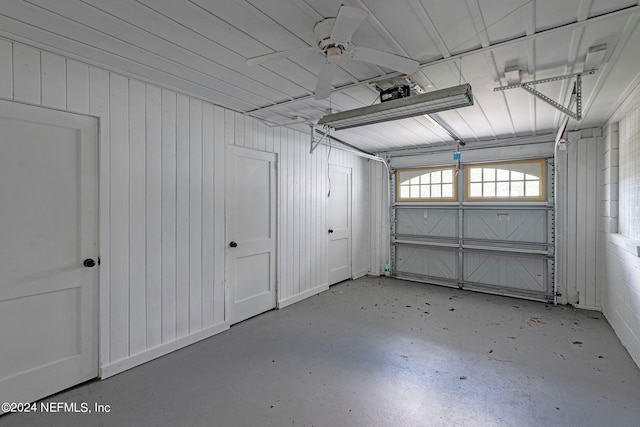 garage with ceiling fan