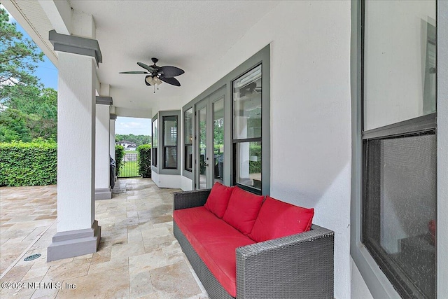 view of patio with ceiling fan