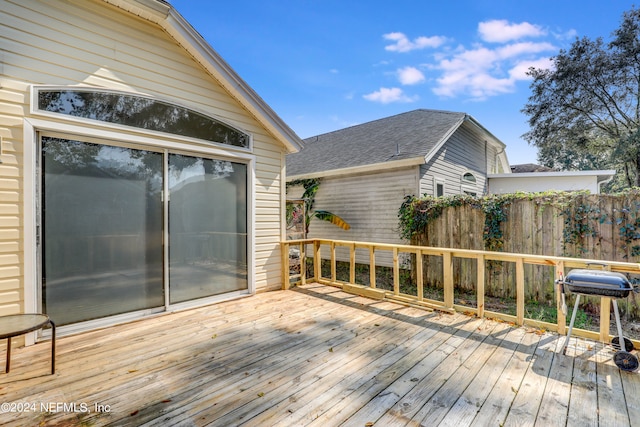 deck featuring grilling area