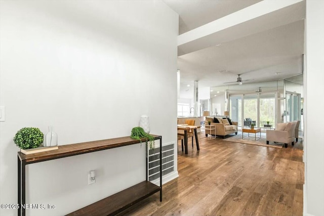corridor featuring wood finished floors